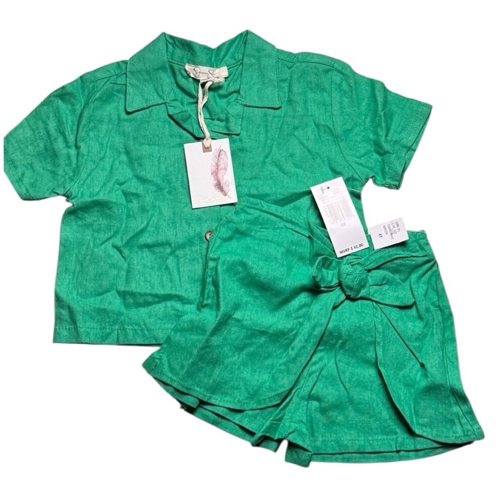 Jessica Simpson Girls Linen Blend Matching Set 4T
NWT